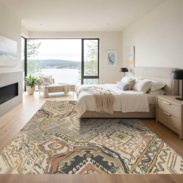 Earthy Abstract Medallion Collage Rug