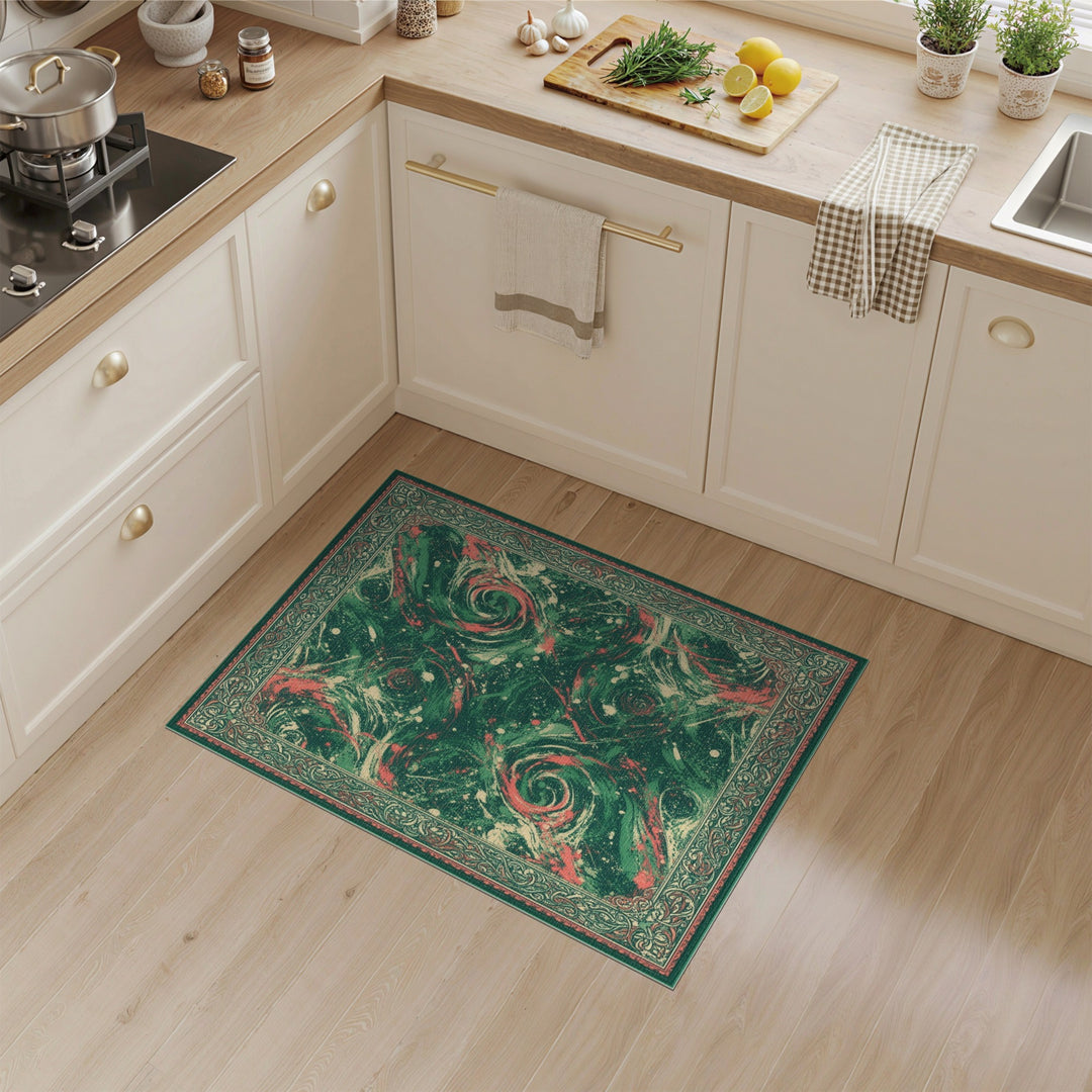 Green Swirl Green Swirl Abstract Area Rug