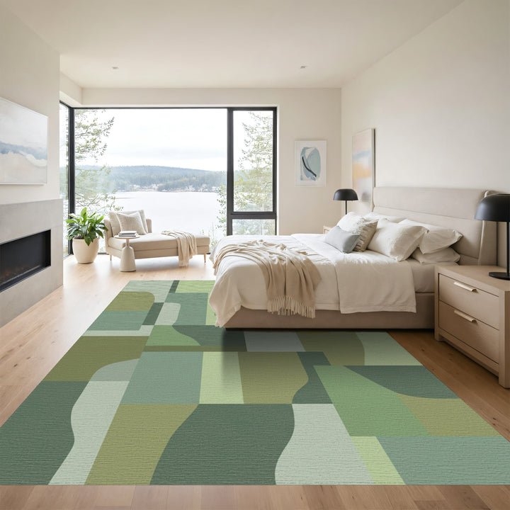 Muted Sage Organic Geometric Arrangement Rug