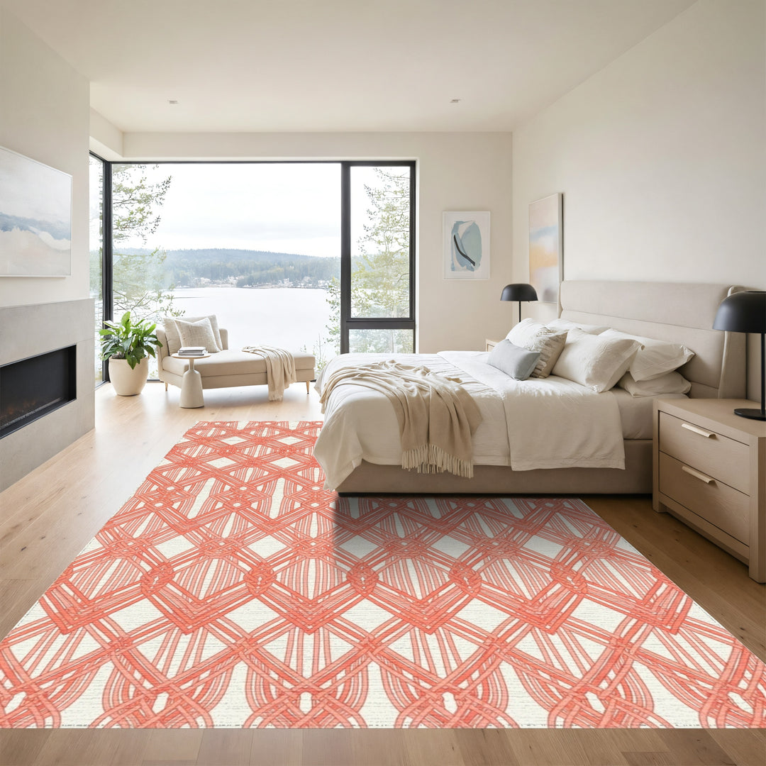 Coral Diamond Weave Texture Rug