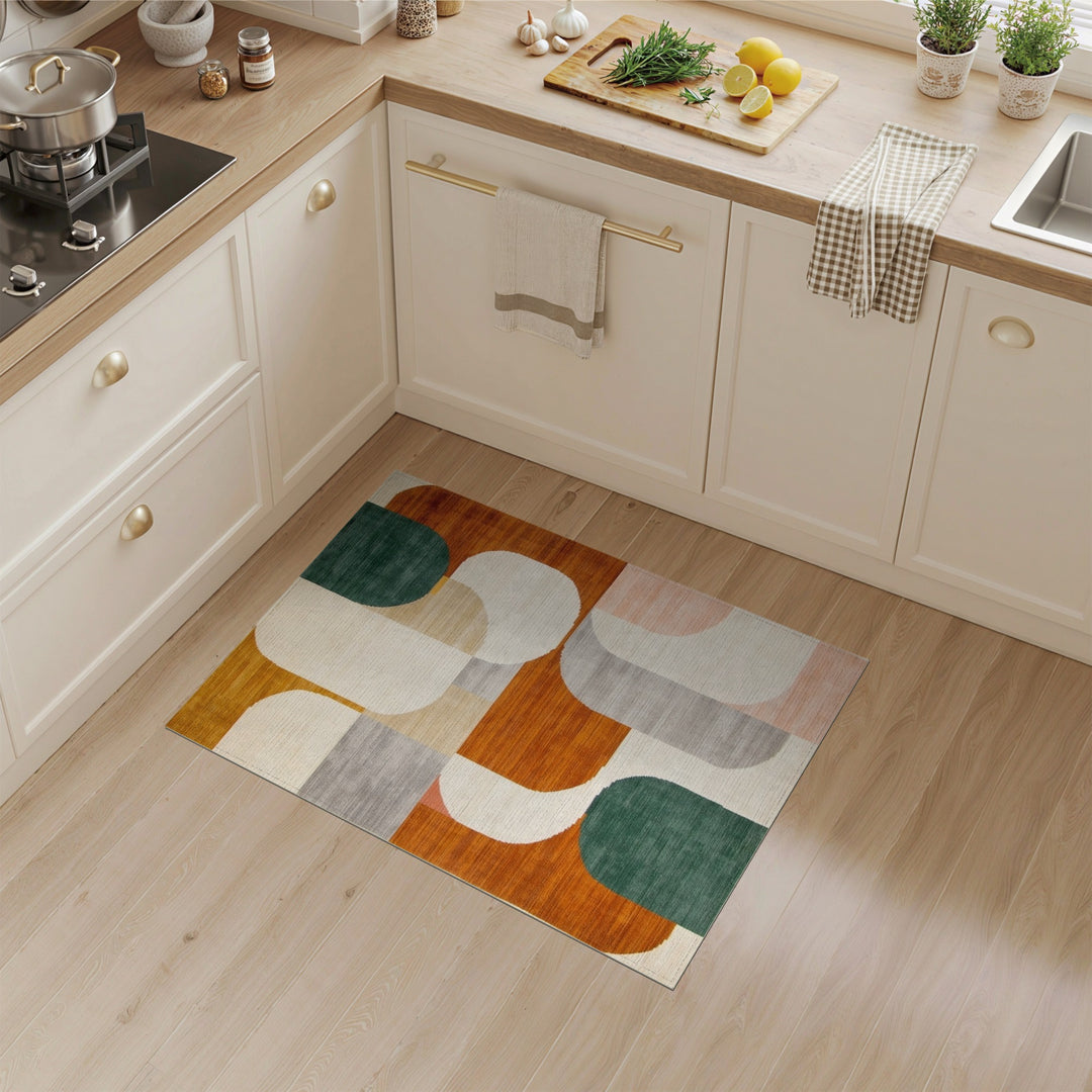 Geometric Abstract Area Rug in Earth Tones