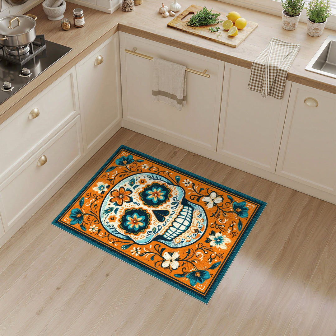 Vibrant Floral Sugar Skull Area Rug