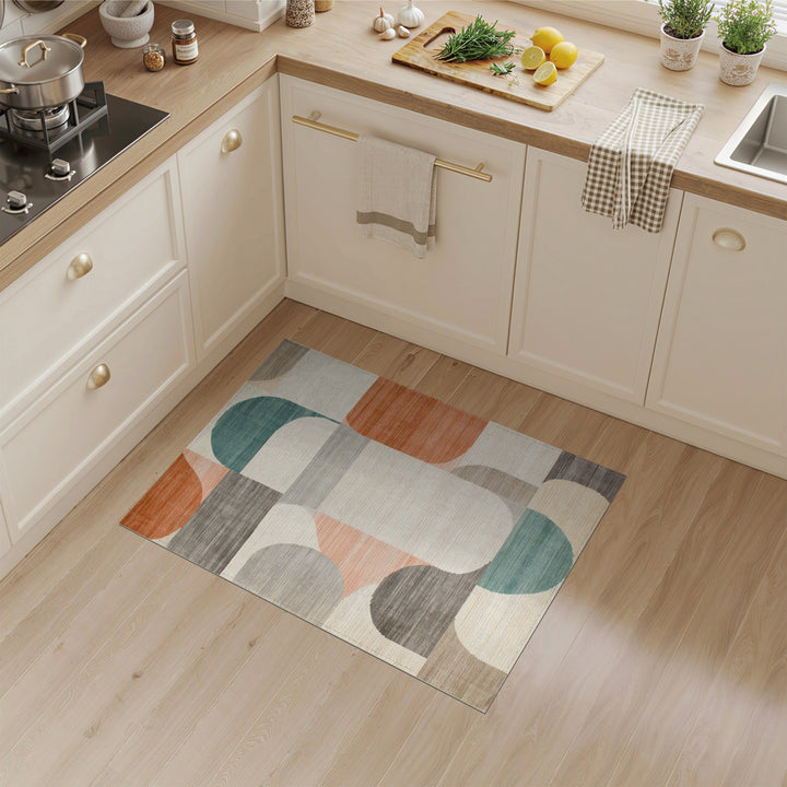 Abstract Blue and Teal Geometric Abstract Area Rug