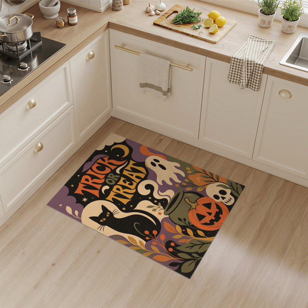 Kids Cartoon Trick or Treat Halloween Area Rug