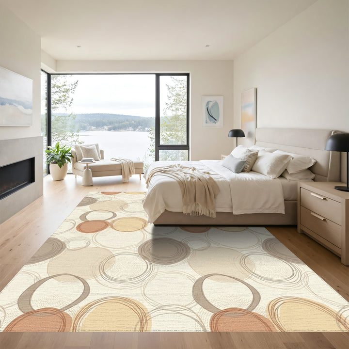 Terracotta Ochre Gray Circle Overlap Rug