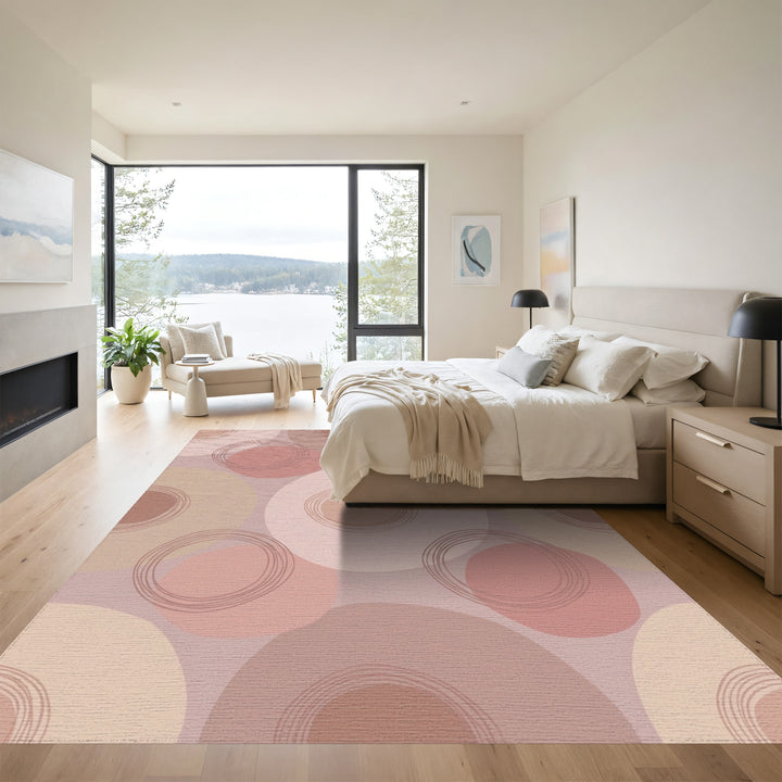 Blush Pink Organic Concentric Circles Rug