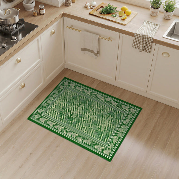 Green Fern Botanical Stripe Area Rug