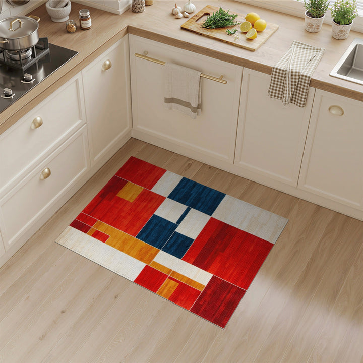 Geometric Modern Red Bold Red Geometric Block Area Rug
