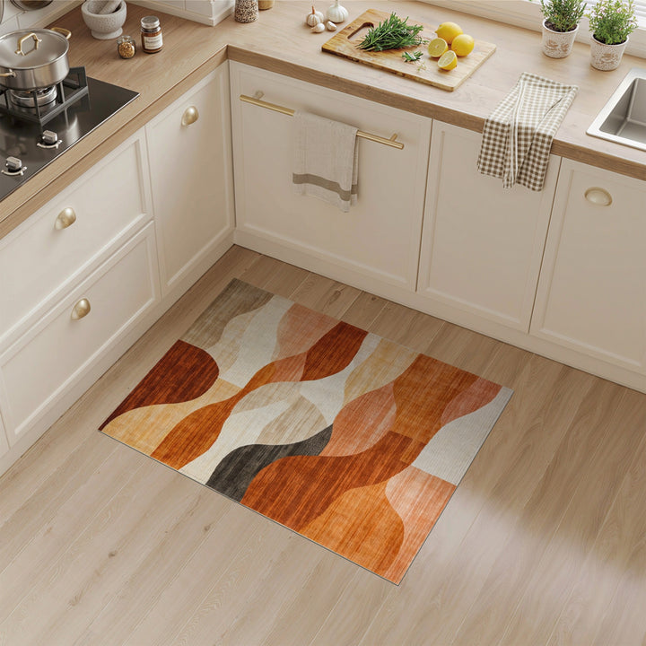 Orange Warm Orange Abstract Wave Area Rug
