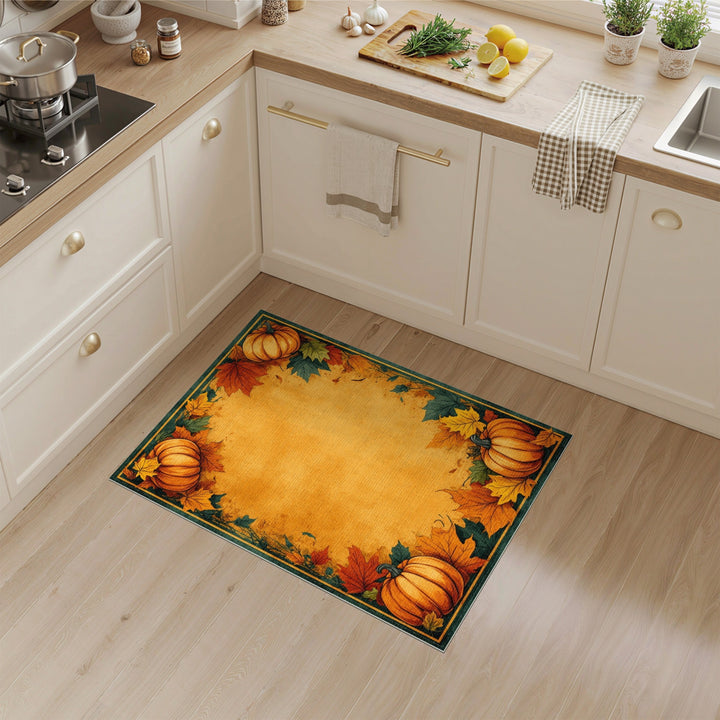 Autumn Orange Autumn Pumpkin Harvest Area Rug