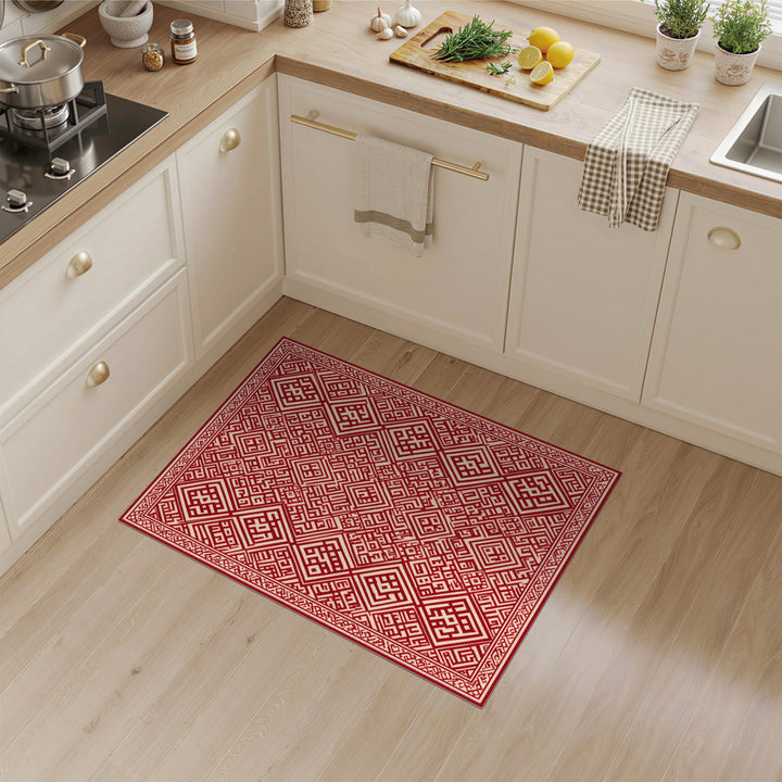 Red Geometric Diamond Area Rug