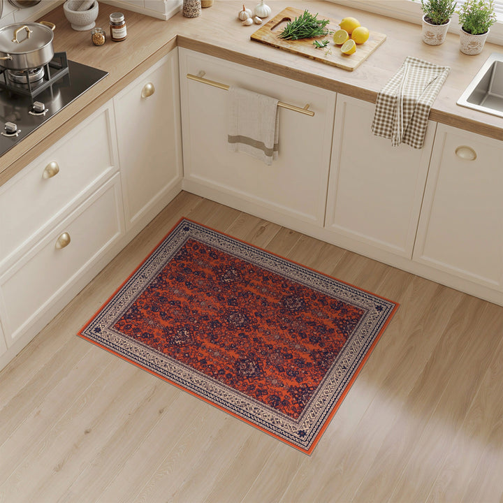 Orange Navy Persian Area Rug