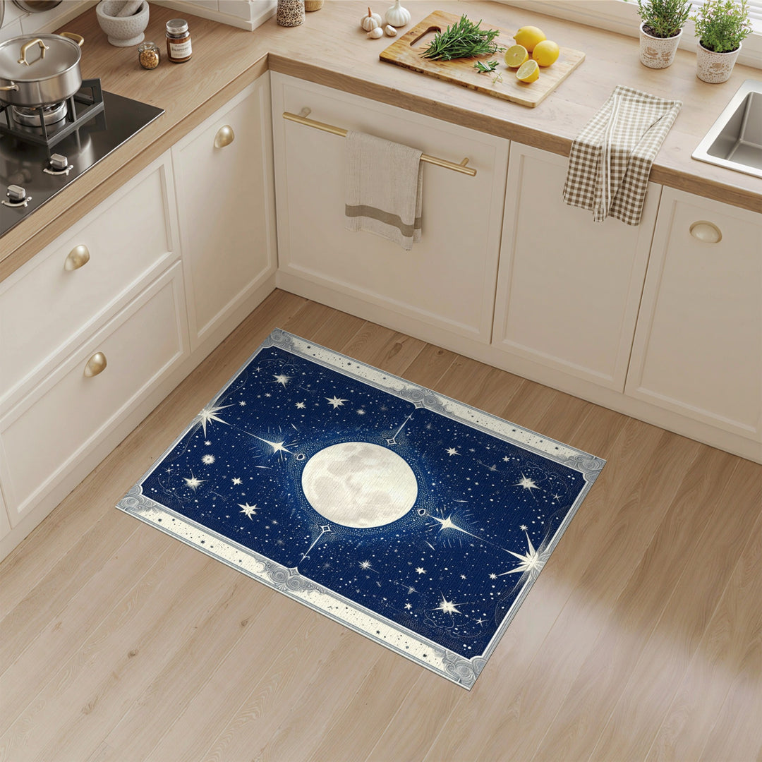 Celestial Moon and Stars Navy Area Rug