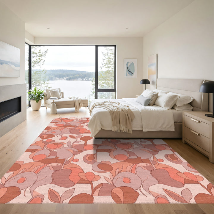 Retro Abstract Floral Garden Rug