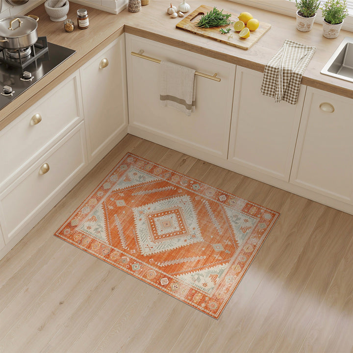 Orange Southwestern Geometric Area Rug
