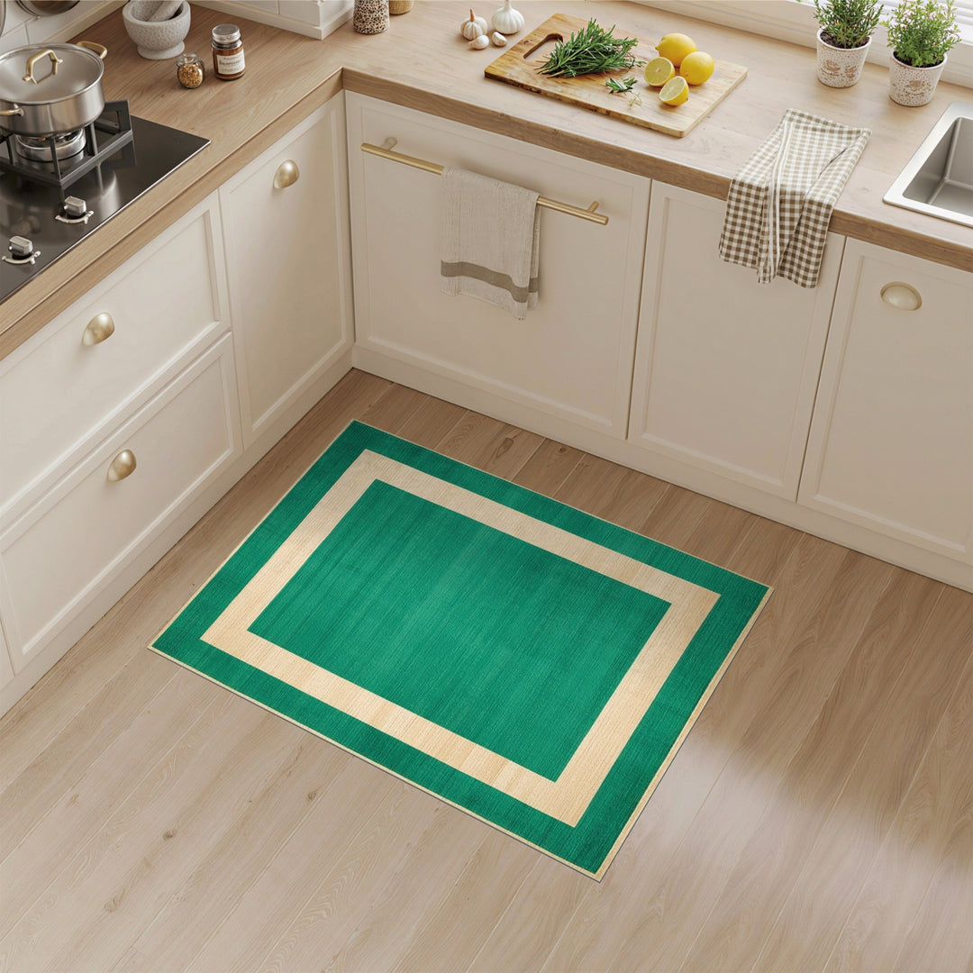 Green Geometric Modern Green Geometric Border Area Rug