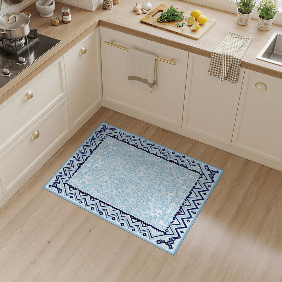 Geometric Modern Blue Geometric Chevron Area Rug