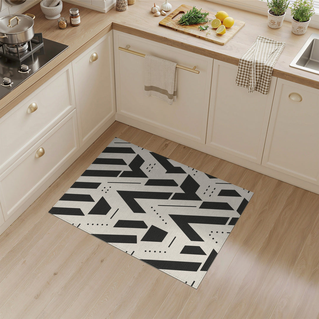 Black White Geometric Area Rug