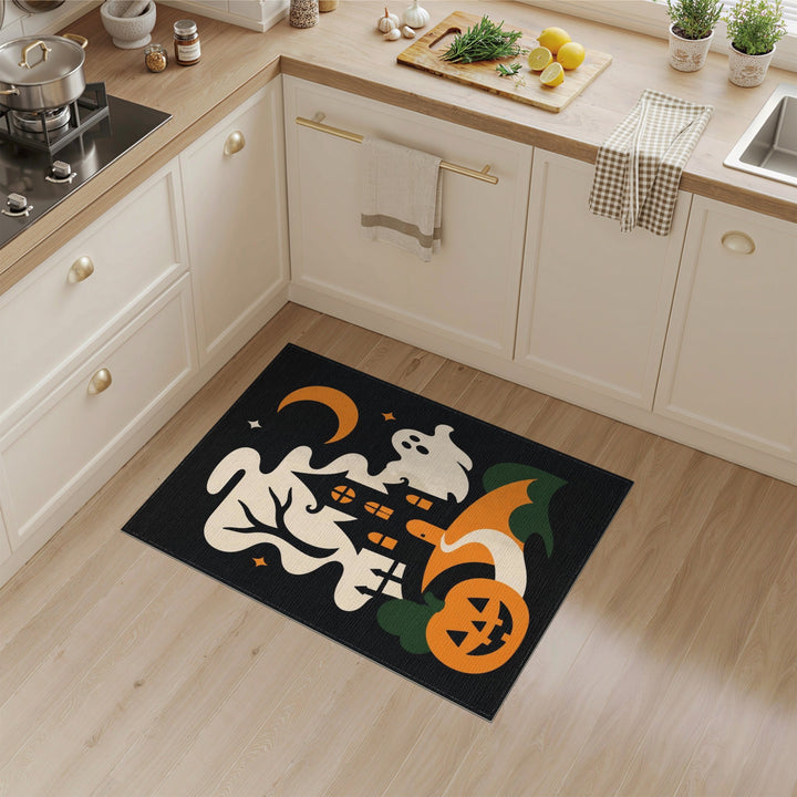 Multi-color and Patterns Haunted House Halloween Area Rug