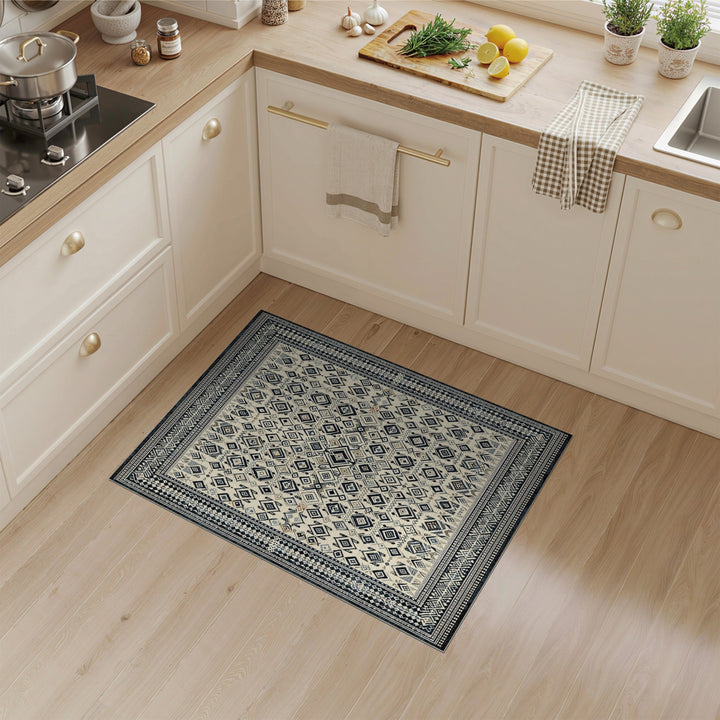 Black White Geometric Tribal Area Rug