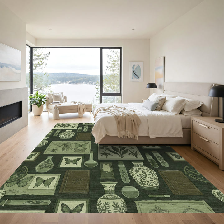 Vintage Botanical Butterfly Collection Rug