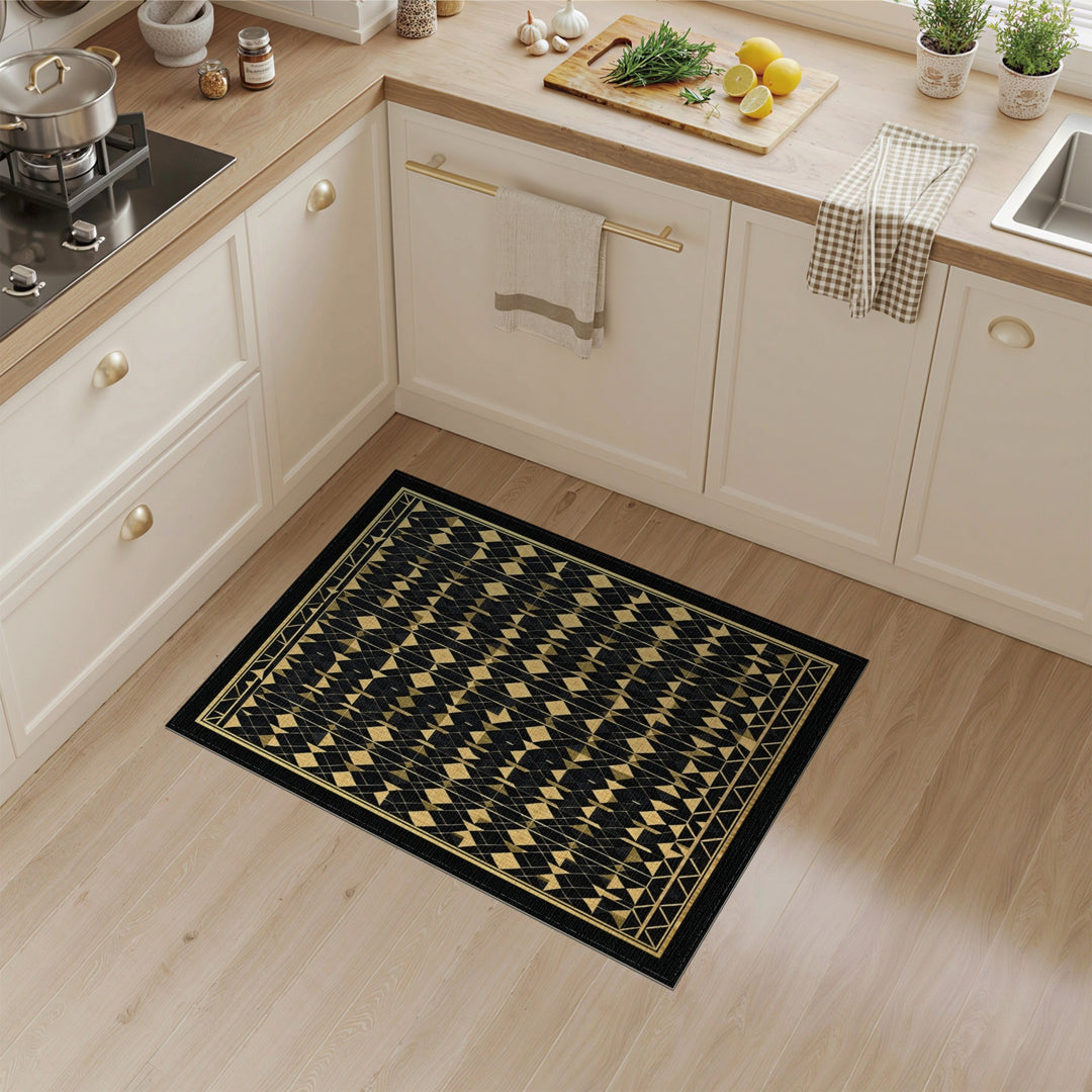 Gold and Silver Gold Geometric Area Rug