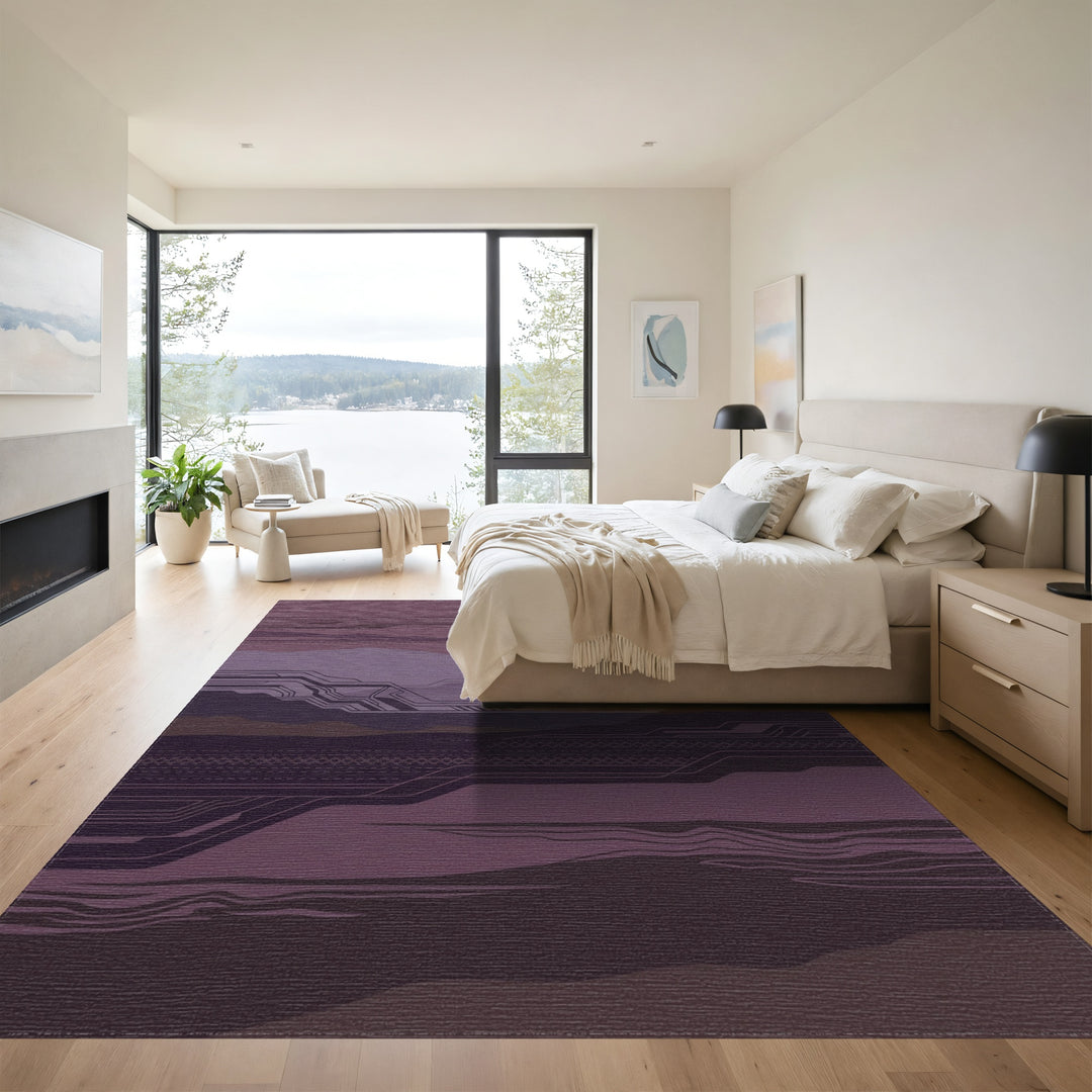 Cybernetic Plum Landscape Layers Rug