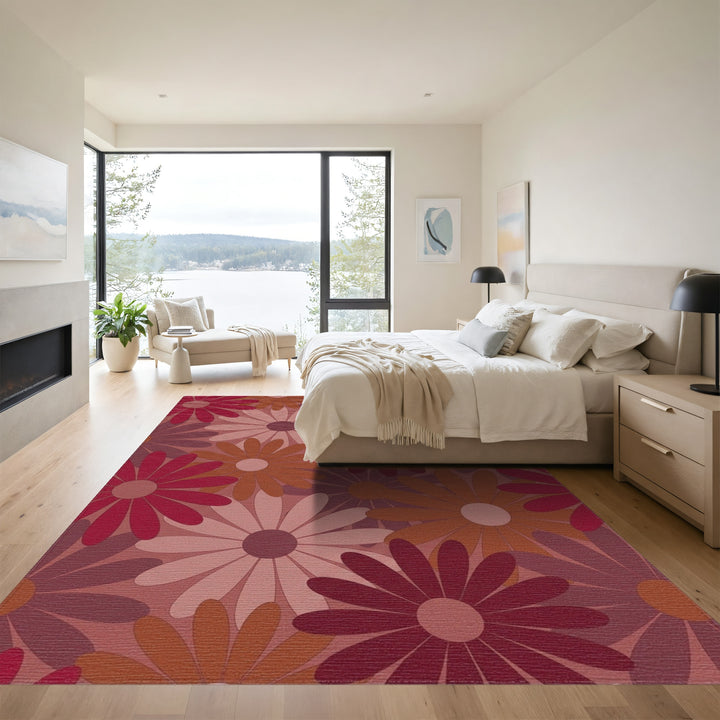 Retro Floral Bloom Arrangement Rug