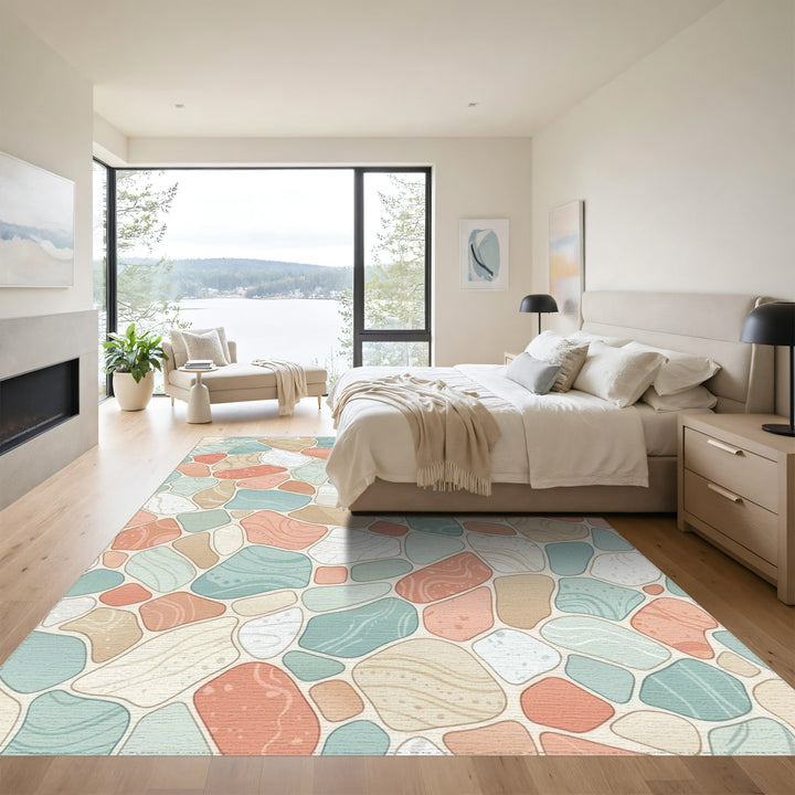 Tumbled Stone Pastel Coastal Mosaic Rug