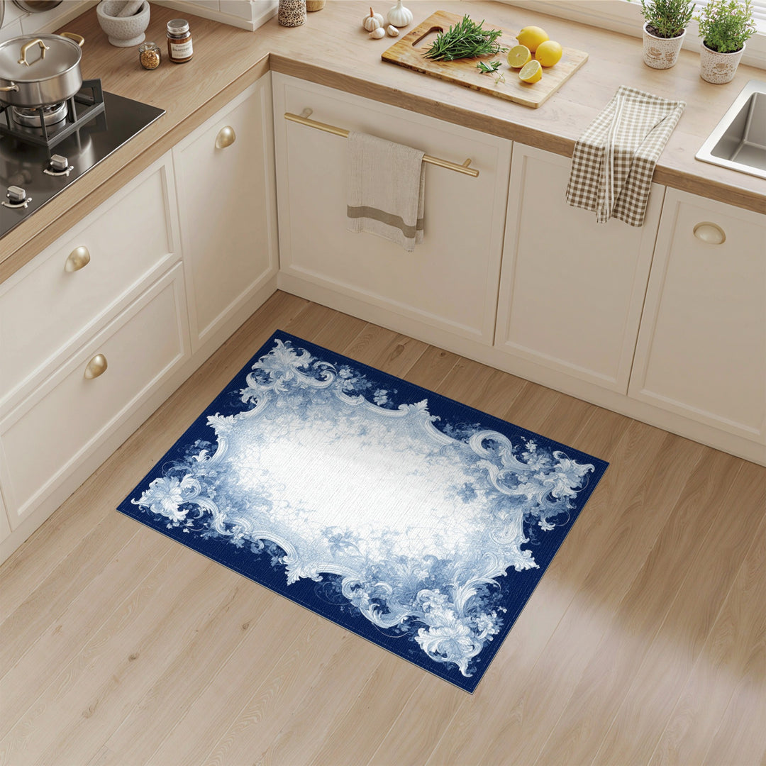 Blue Floral Vintage Ornate Area Rug