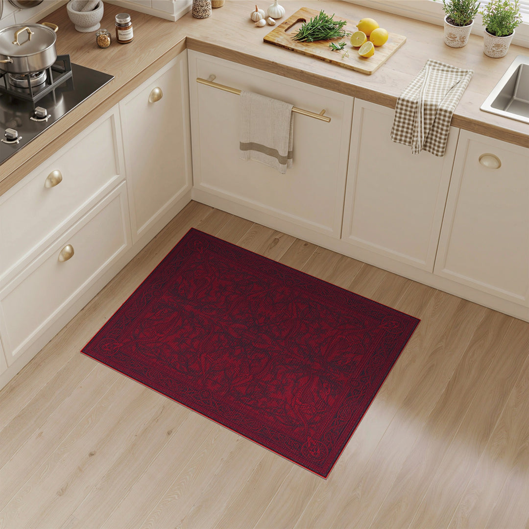 Red Dinosaur Skeleton Heritage Area Rug
