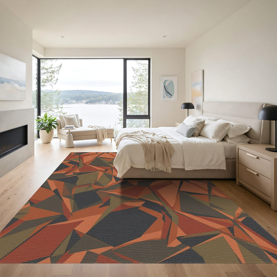 Terracotta Ochre Camouflage Fragment Rug