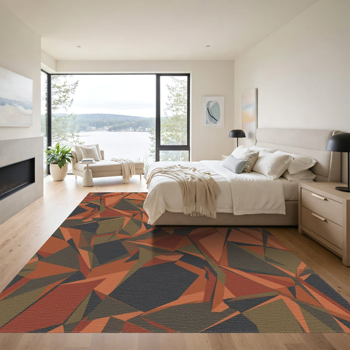 Terracotta Ochre Camouflage Fragment Rug