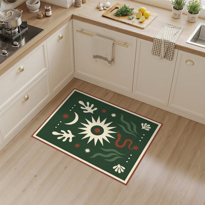 Green Celestial Sun Moon Area Rug