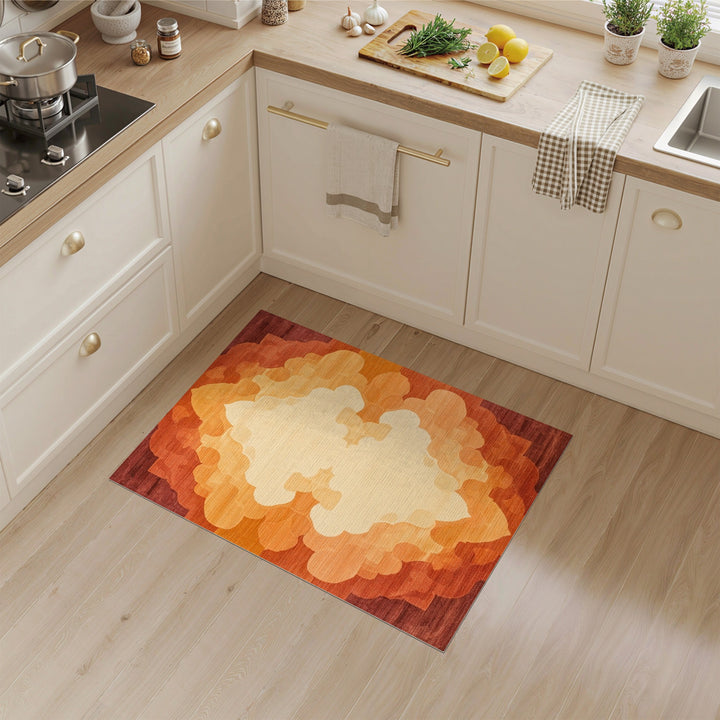 Orange Layered Medallion Area Rug