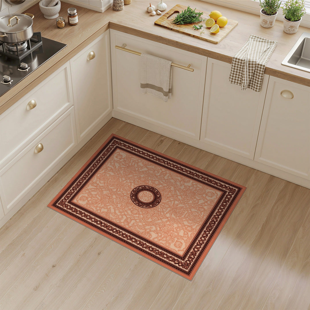 Orange Traditional Persian Orange Traditional Persian Medallion Rug