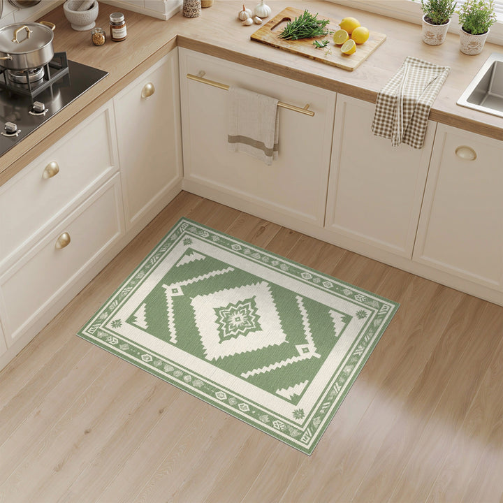 Green Southwestern Geometric Area Rug