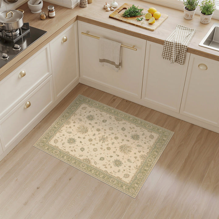 Beige Floral Vintage Area Rug