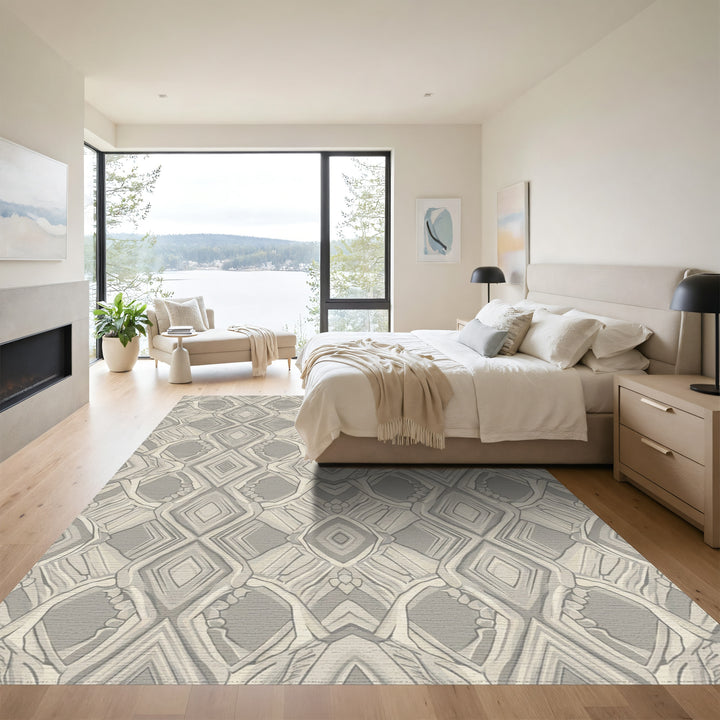 Neutral Stone Tribal Diamond Rug