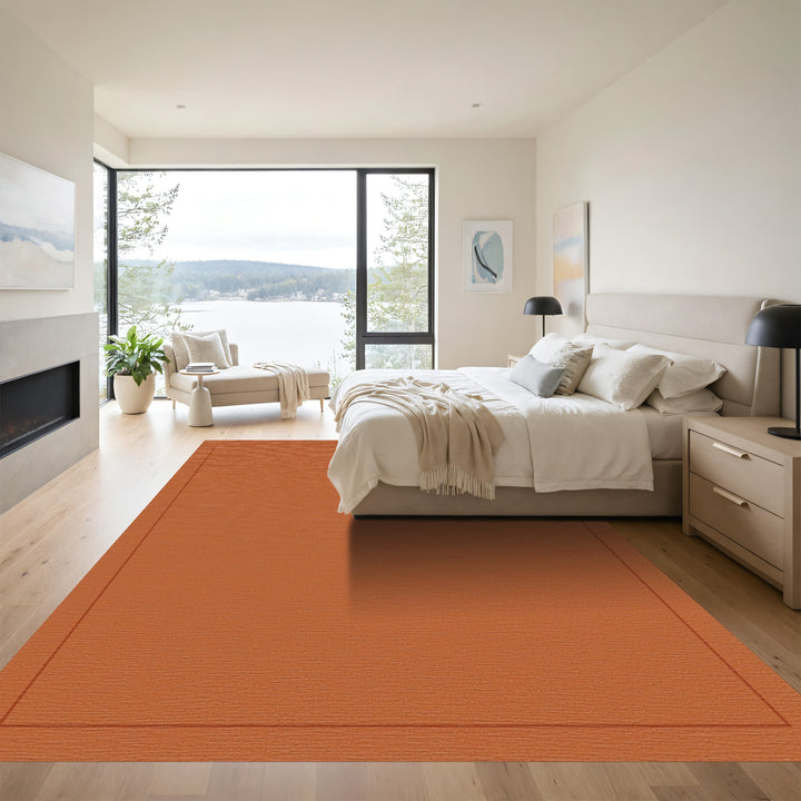 Earthy Terracotta Tonal Border Rug
