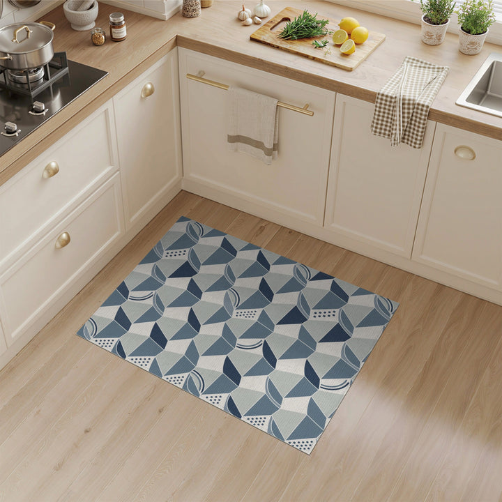 Modern Blue Geometric Modern Area Rug