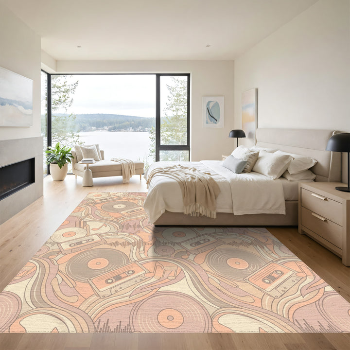 Retro Cassette Vinyl Record Wave Rug