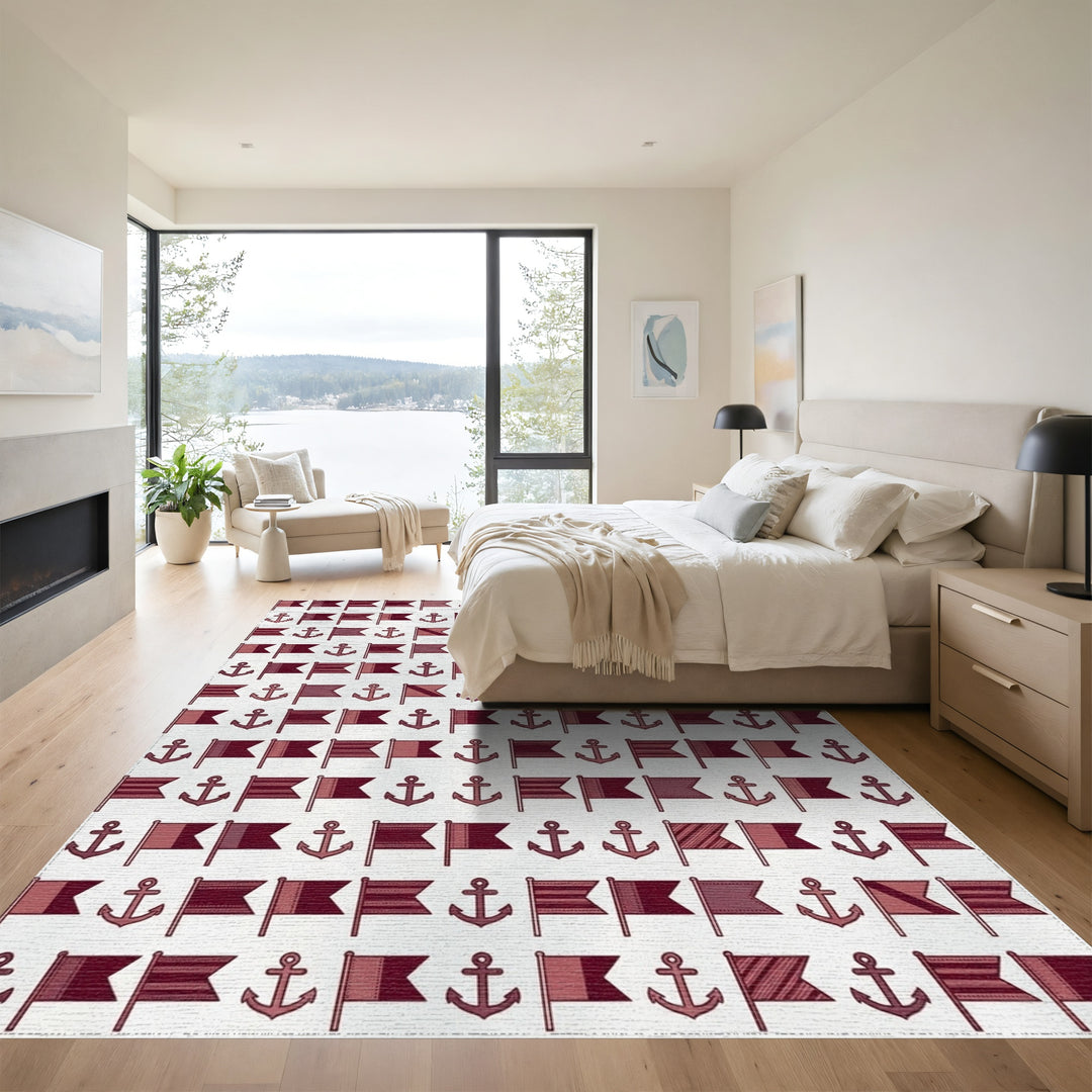Nautical Flags and Anchors Pattern Rug