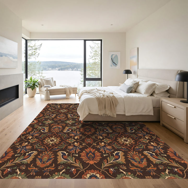 Antique Brown Floral Medallion Rug