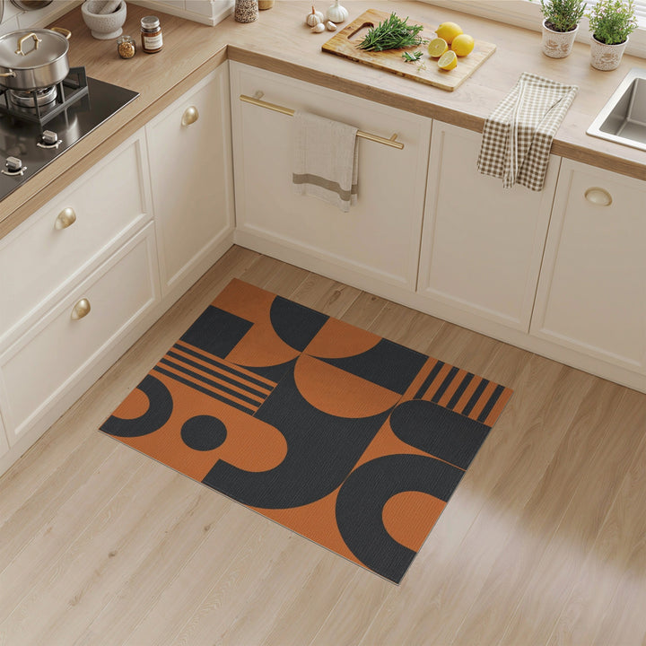Orange Geometric Modern Area Rug