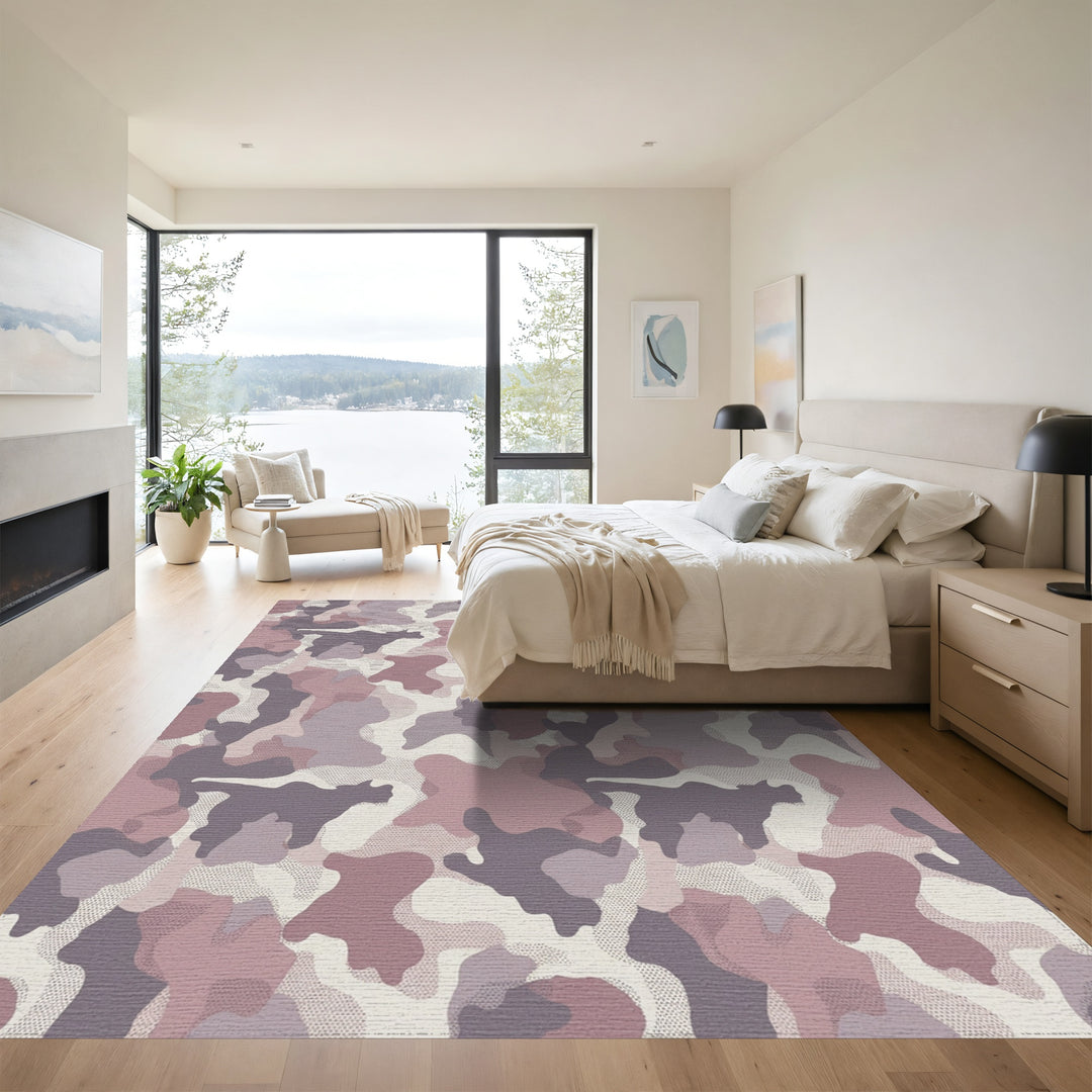 Soft Camouflage Abstract Shape Rug