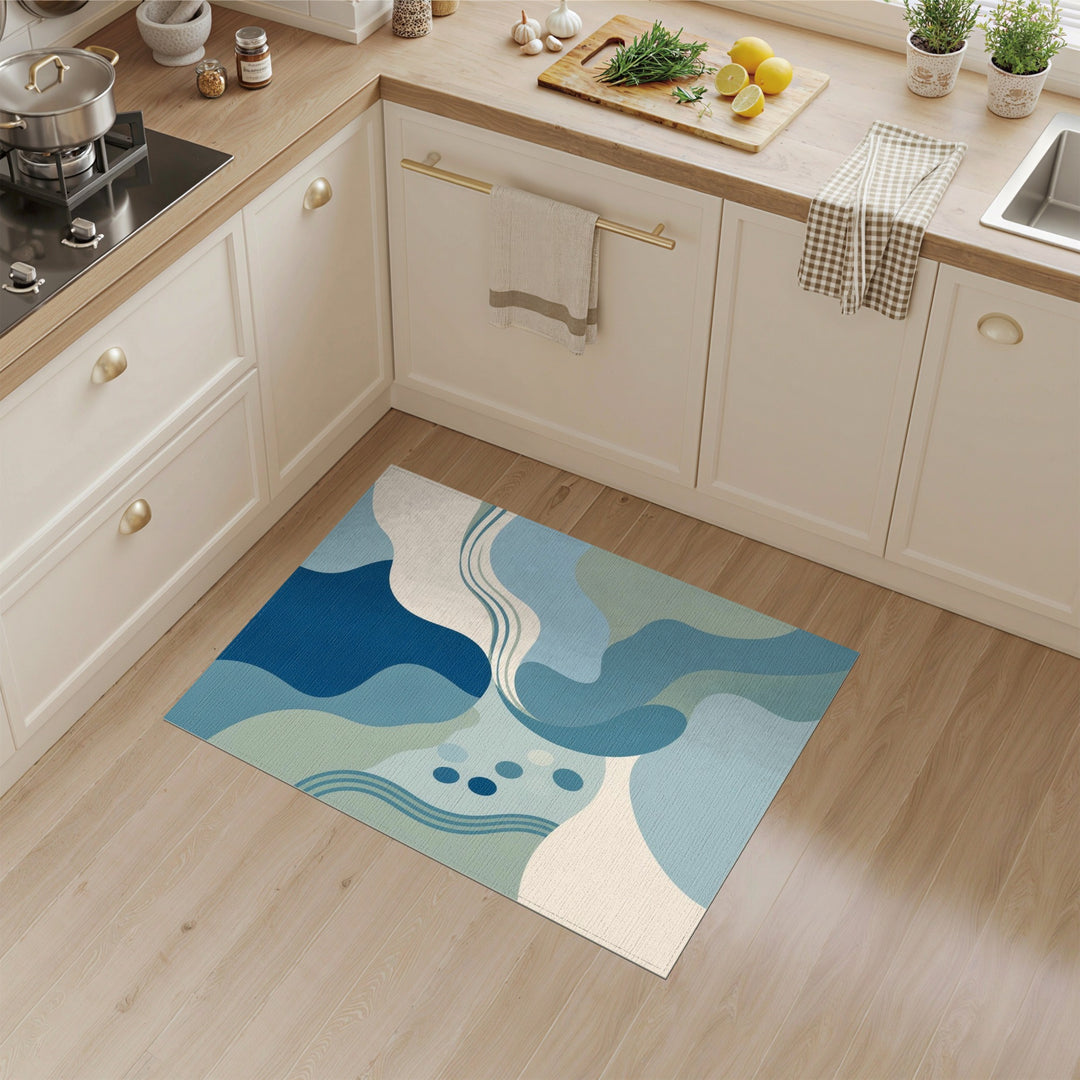 Abstract Area Blue Teal Abstract Flow Area Rug