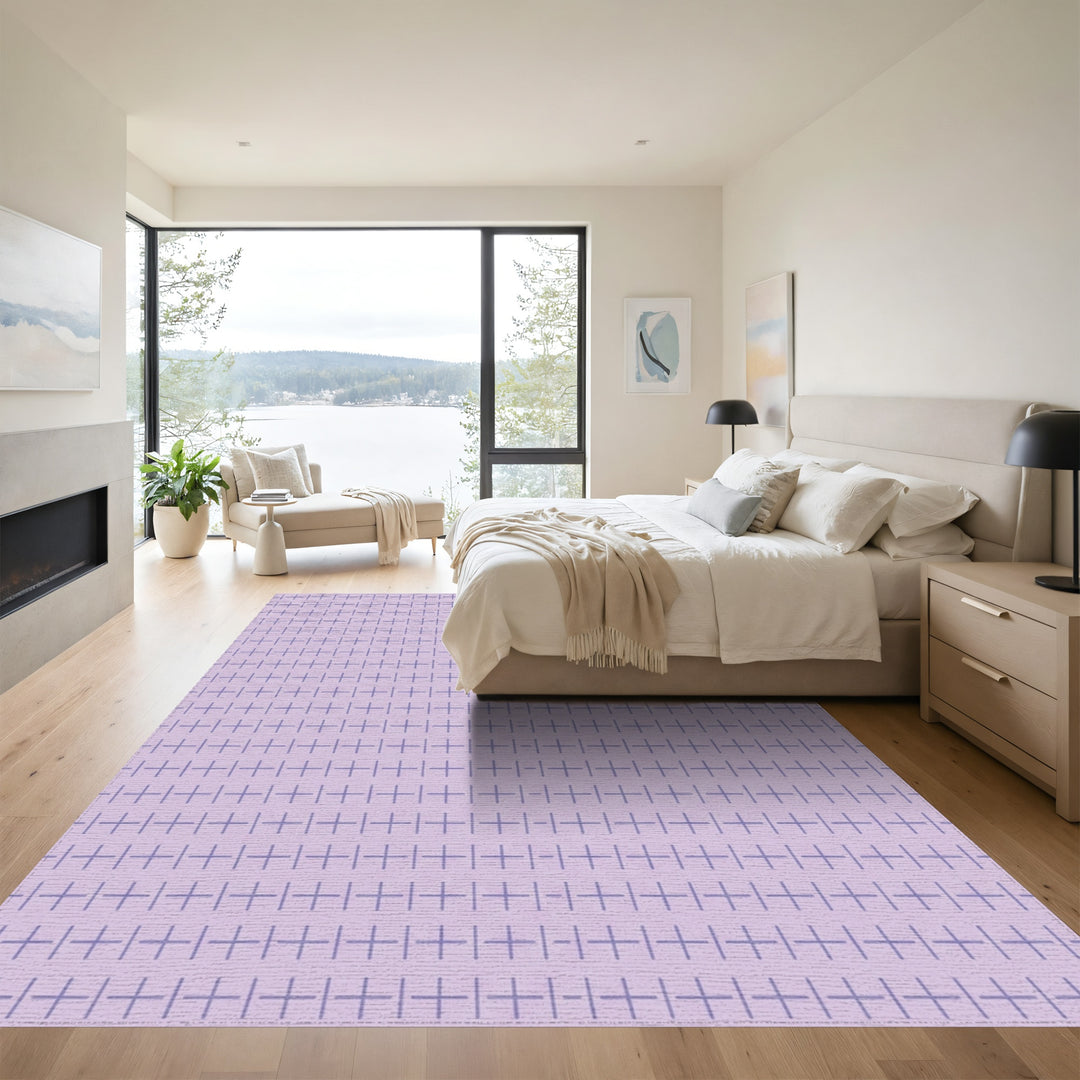 Lilac With Purple Plus Grid Rug