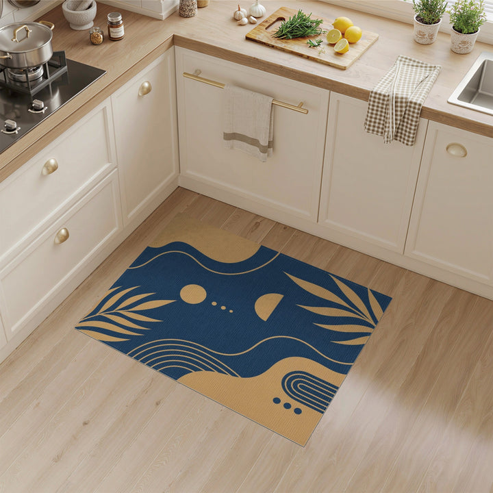 Abstract Area Navy Gold Abstract Wave Area Rug