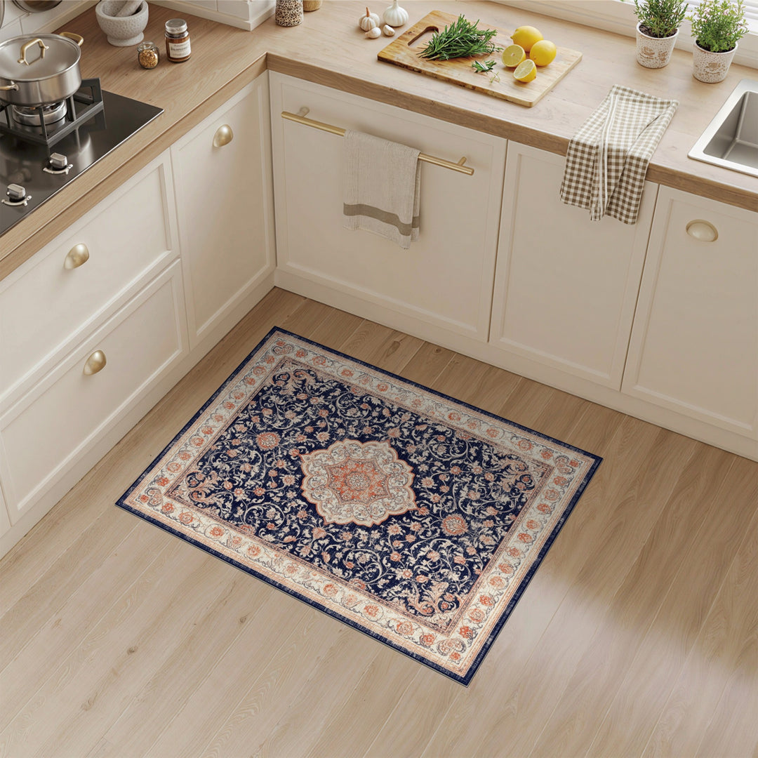 Navy Blue Traditional Persian Area Rug